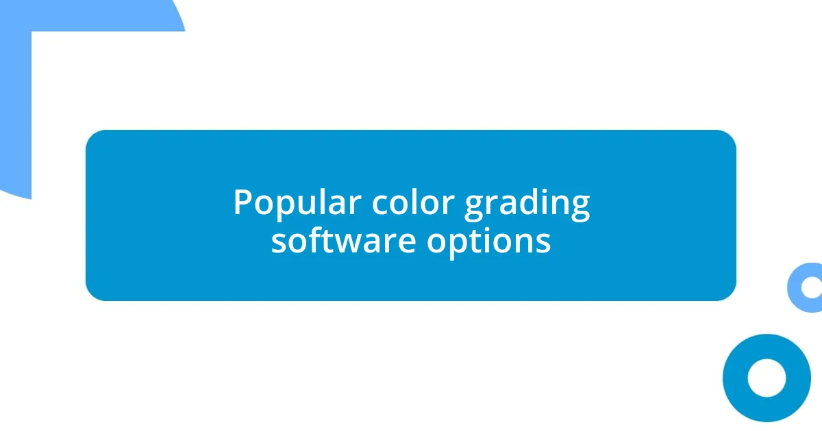 Popular color grading software options